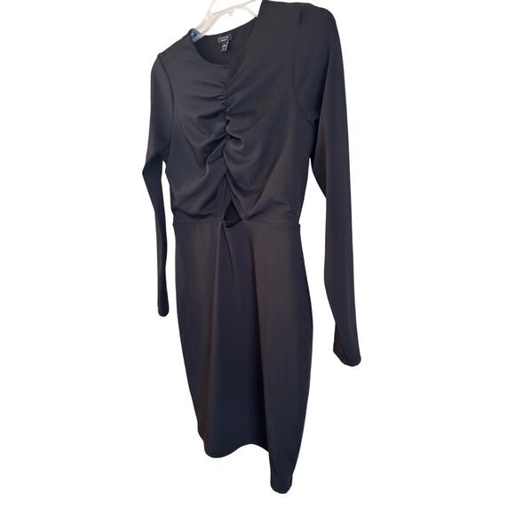 Express Body Contour Crew Neck Ruched Bodice Long Sleeve Mini Dress Medium NWOT - Picture 2 of 6